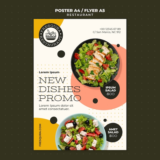 Affiche de restaurant de cuisine dynamique