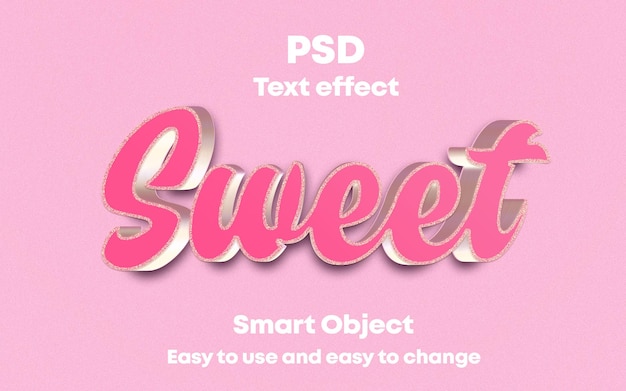 Affiche rose qui dit objet intelligent à effet de texte psd