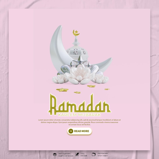 Une Affiche Rose Qui Dit 'ramadan' Dessus