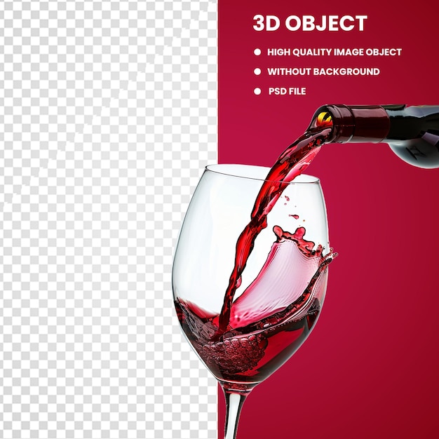 une affiche rouge avec une bouteille de modèle 3D