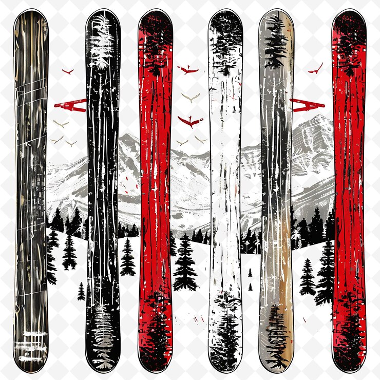 PSD une affiche de skis avec les mots " ski de neige " sur elle