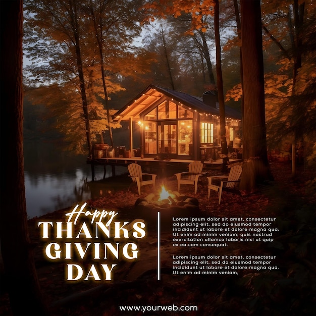 Affiche De Thanksgiving Avec Photo D'une Belle Maison