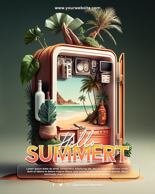 Affiche de vacances d'été pour publication sur les réseaux sociaux
