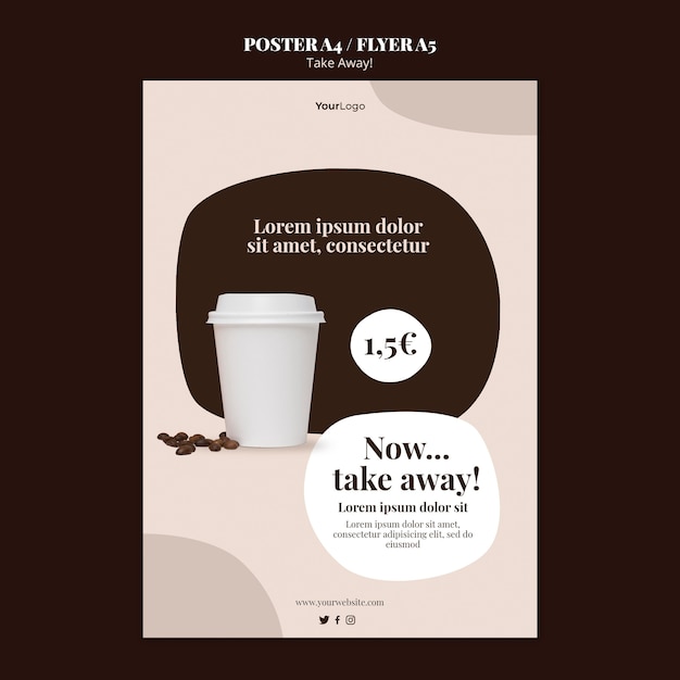 PSD affiche verticale pour café à emporter