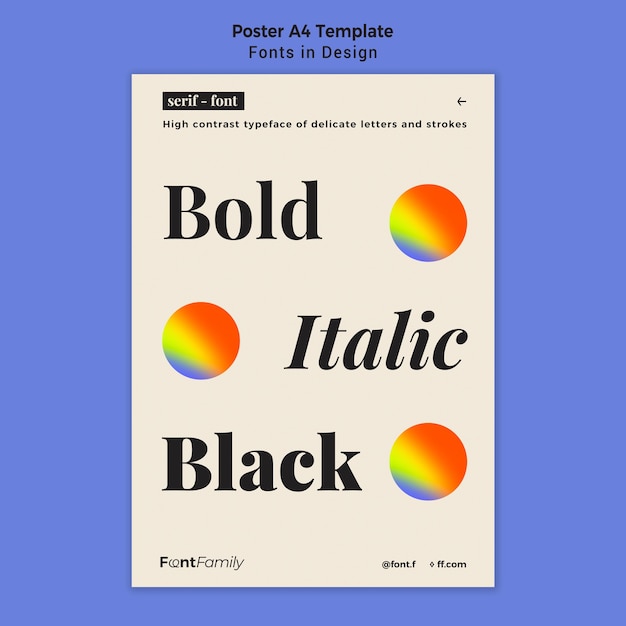 Affiche verticale pour les polices et le design