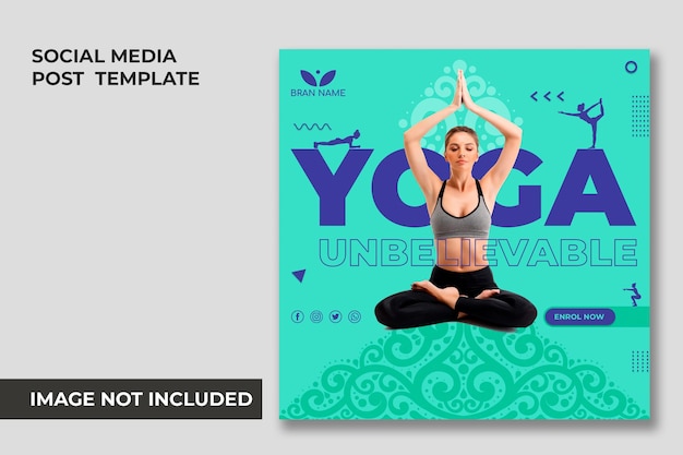 PSD une affiche de yoga avec une femme faisant du yoga dessus