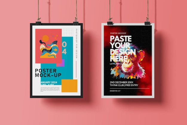 Affiches doubles en vue latérale pour des œuvres d'art