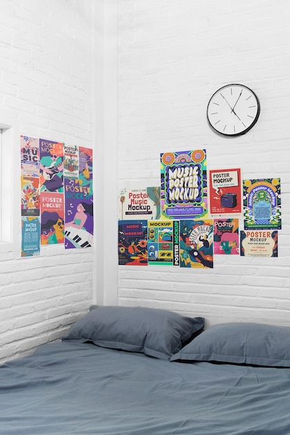 Des Affiches Sur Le Mur D'une Maquette D'une Chambre De Jeunesse