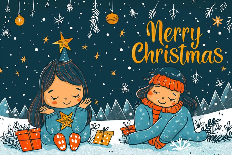 PSD des affiches sur les réseaux sociaux pour noël joyeux les enfants célèbrent noël en aquarelle