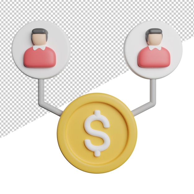 Affliation Network Sharing vista lateral 3d rendering icono ilustración sobre fondo transparente