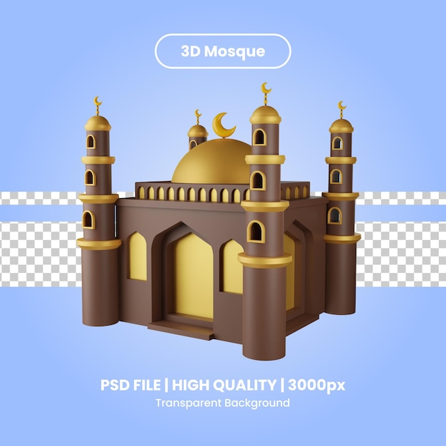 Un afiche para una mezquita con un diseño dorado y el texto mezquita 3d.