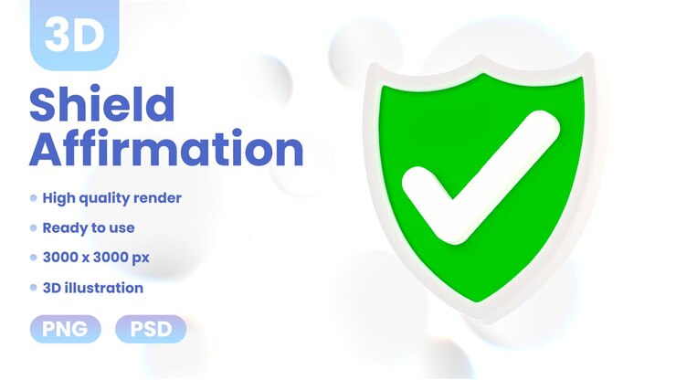 PSD afirmação do escudo 3d