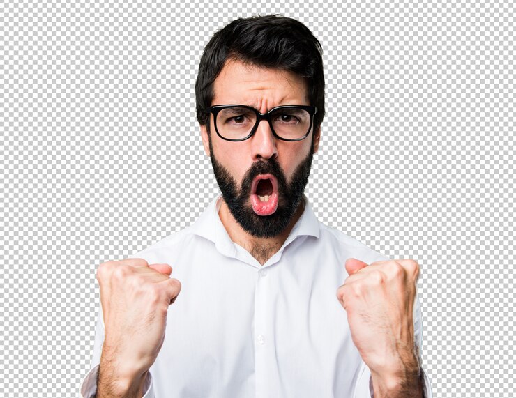 PSD afortunado guapo con gafas