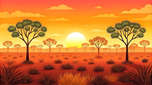 Afrikanische Sonnenuntergangssavanne