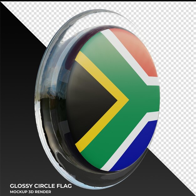 Afrique Du Sud0003 Drapeau De Cercle Brillant Texturé 3d Réaliste