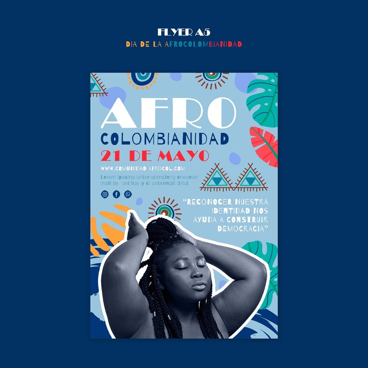 PSD afro-colombian day template design