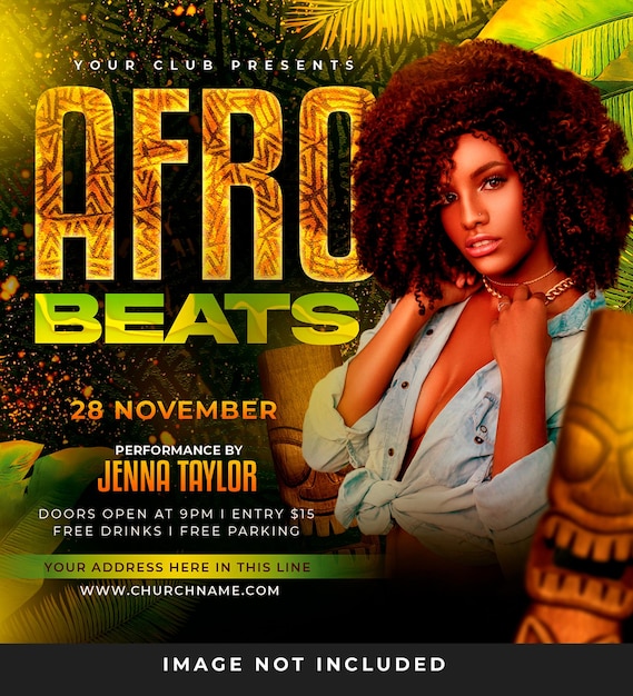 PSD afro party flyer psd-vorlage