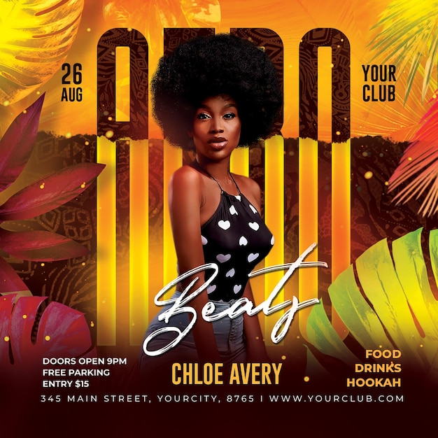 PSD afro party flyer template psd (template de folheto para festas afro)