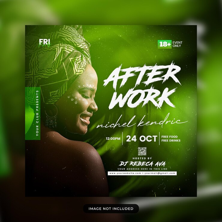 PSD after work club dj party flyer publication sur les médias sociaux et modèle de bannière web