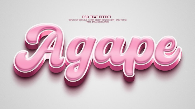 Agape 3D-Glanzrosa-Text-Effekt