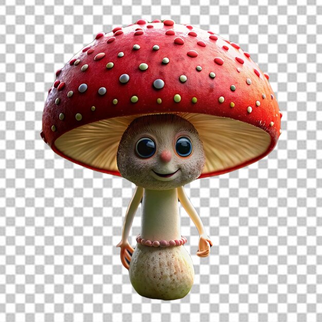 PSD agaric mosca de cogumelo é um personagem fabuloso em fundo transparente