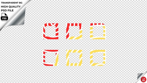 PSD el agarre horizontal ligero del icono vectorial del psd rojo amarillo estriado del psd transparente