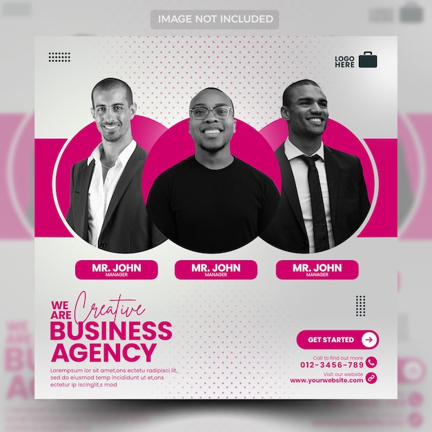 Agence commerciale créative en direct de marketing numérique et modèle de publication sur les médias sociaux d'entreprise