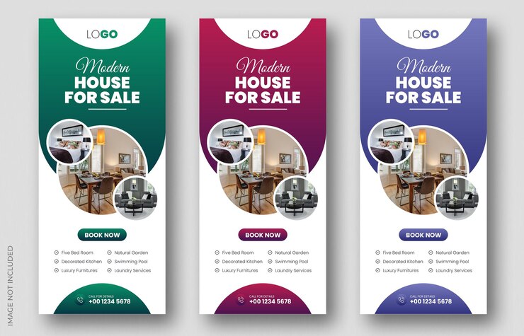 Agence immobilière roll up banner design ou pull up banner template