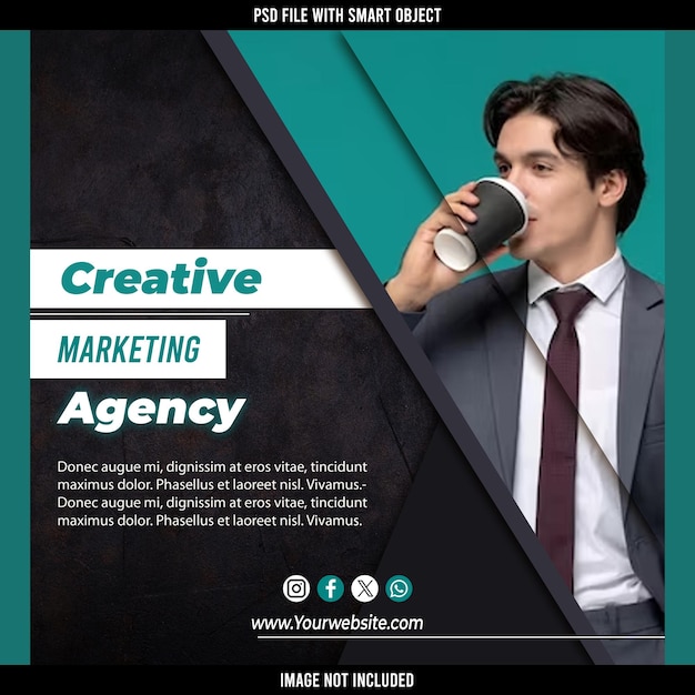 PSD agence de marketing créatif et médias sociaux d'entreprise conception d'affiches