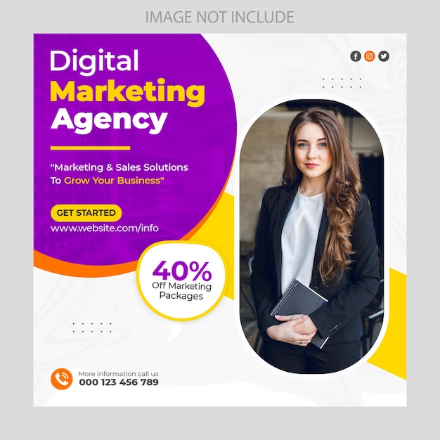 Agence de marketing numérique Modèle de publication Instagram et de bannière de médias sociaux