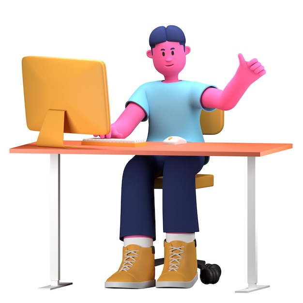 Agence de travail sur ordinateur de bureau Activité de garçon créatif
