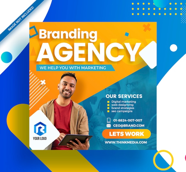 PSD agencia de branding corporate social media modern banner