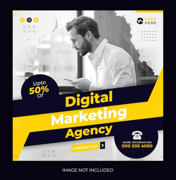 Agência criativa de marketing digital e modelo de design de banner de postagem de mídia social corporativa