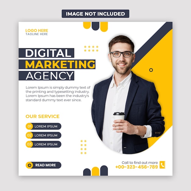 agência de marketing criativo e modelo de postagem de mídia social corporativa