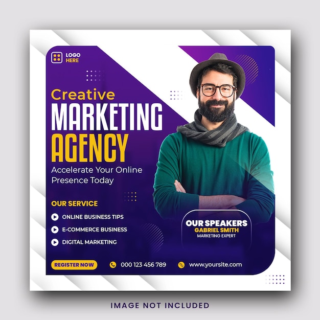 Agência de marketing criativo Mídia social Postagem no Instagram Modelo de banner da web
