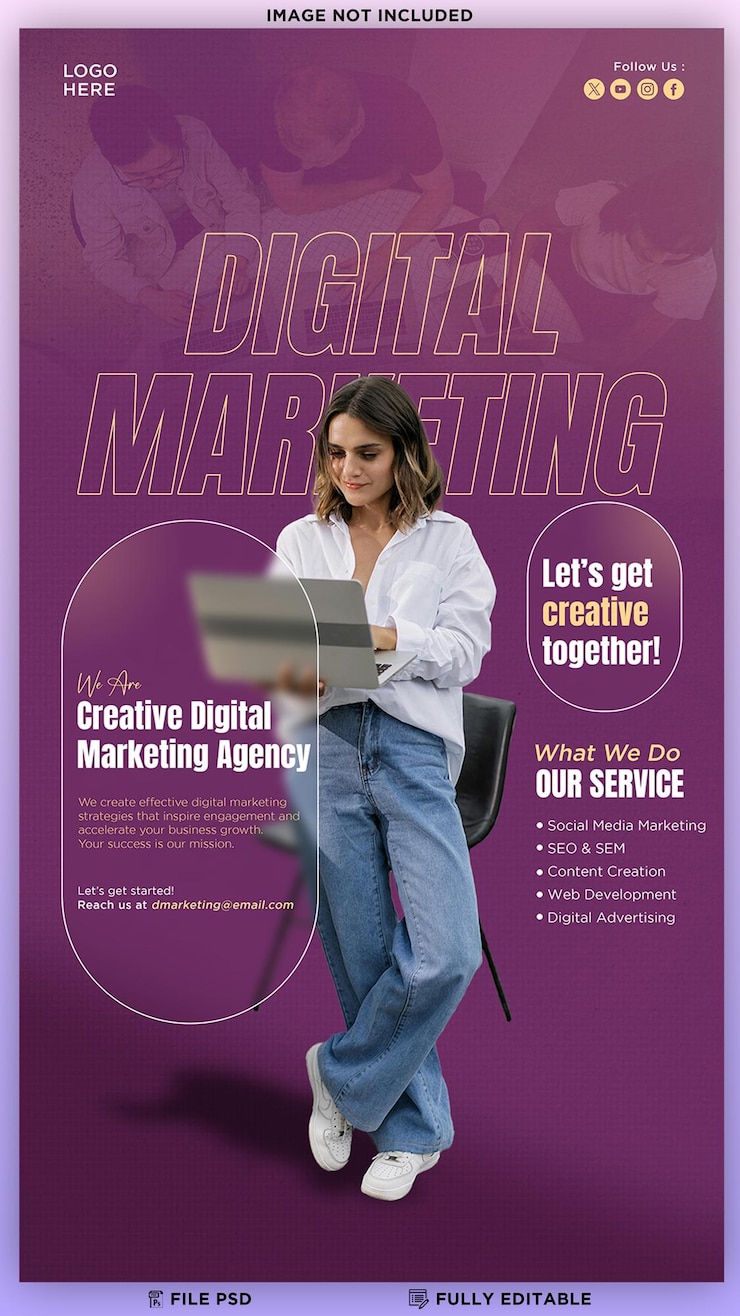 PSD agência de marketing digital e banner de mídia social corporativa ou template de história do instagram