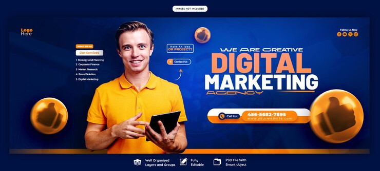 PSD agência de marketing digital e capa corporativa do facebook modelo de banner