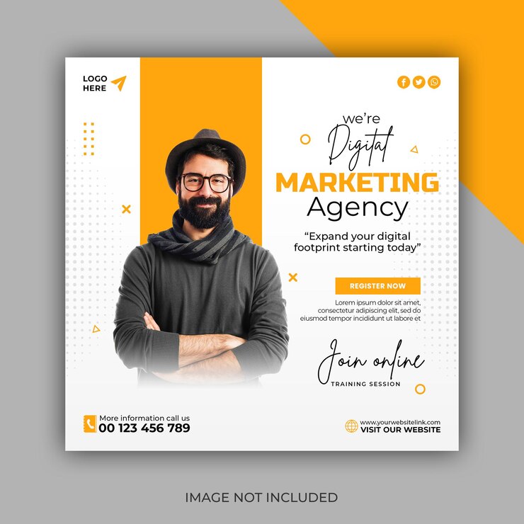 Agência de marketing digital e mídia social corporativa banner post modelo de instagram