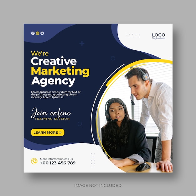 Agência de marketing digital e modelo de banner de postagem de mídia social corporativa