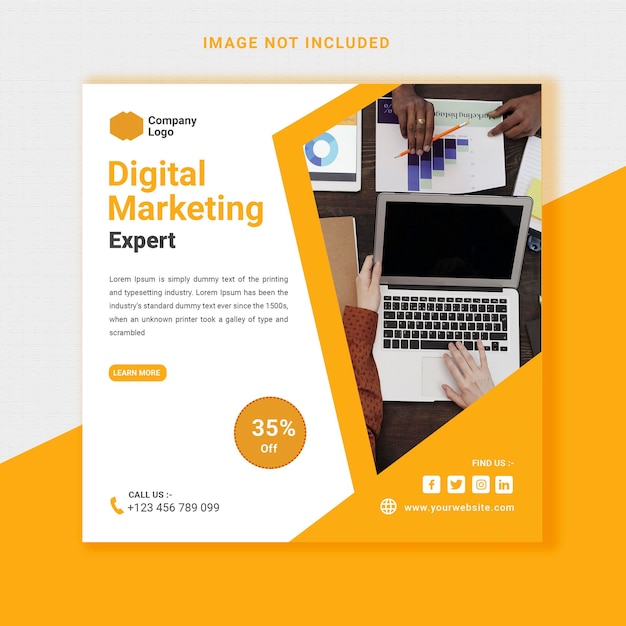 Agência de marketing digital e modelo de banner de postagem de mídia social