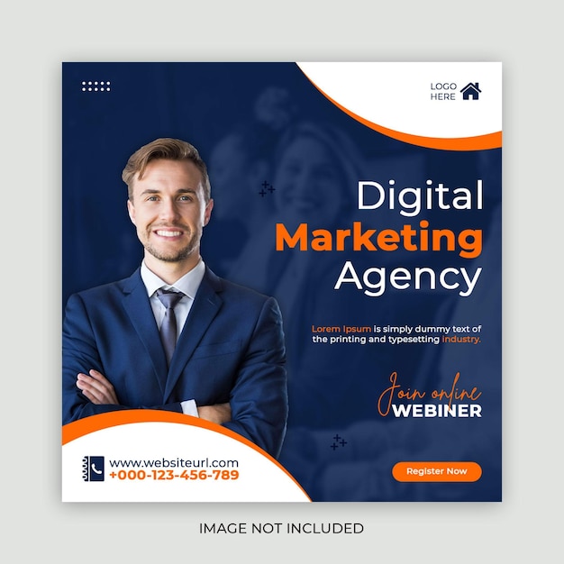 Agência de marketing digital e modelo de design de postagem de mídia social corporativa