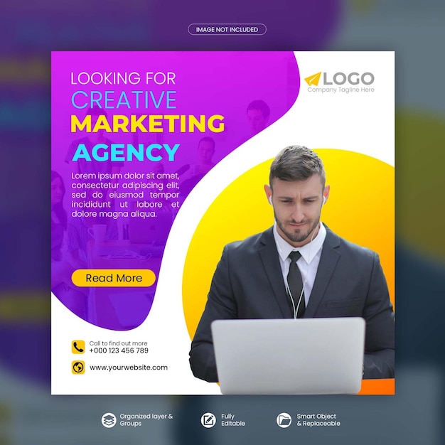 Agência de marketing digital e modelo de postagem de mídia social corporativa Premium Psd