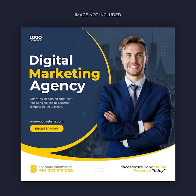 Agência de marketing digital e modelo de postagem de mídia social corporativa