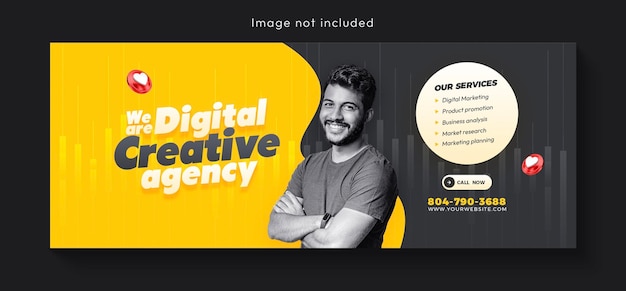 Agência de marketing digital e projeto de modelo de capa corporativa do Facebook