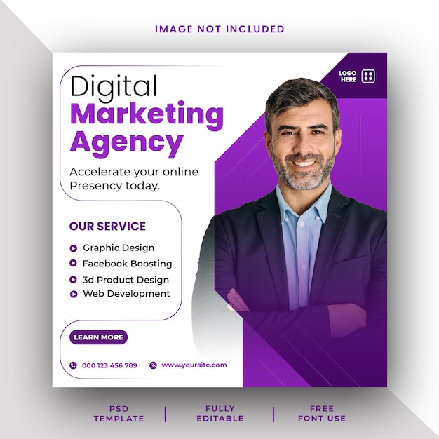 Agência de marketing digital mídias sociais Post de Instagram Banner Template