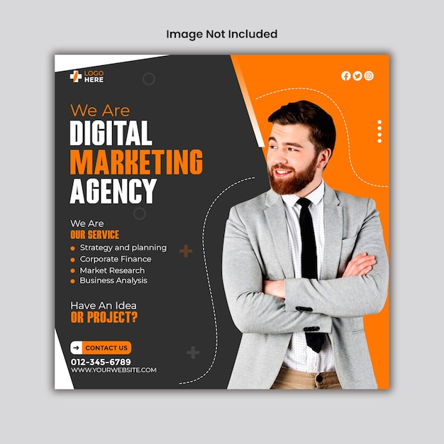 Agência de marketing digital modelo de postagem de mídia social PSD