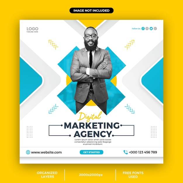Agência de marketing digital ou mídia social corporativa e modelo de postagem do Instagram