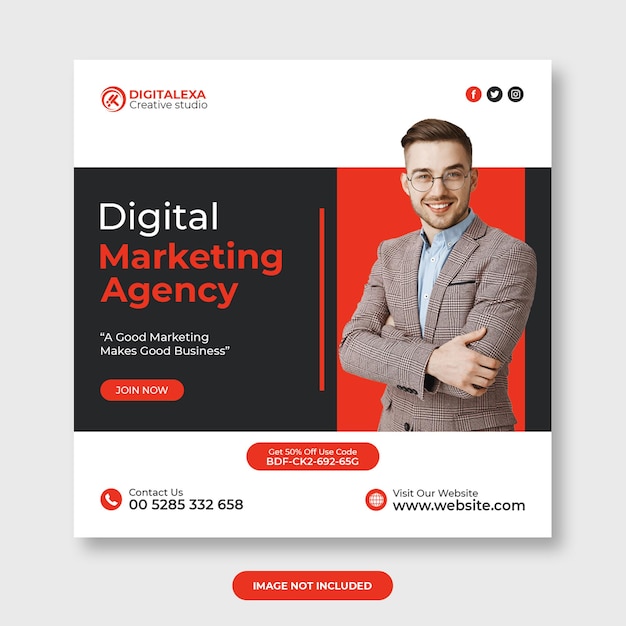 PSD agência de marketing digital post template premium psd