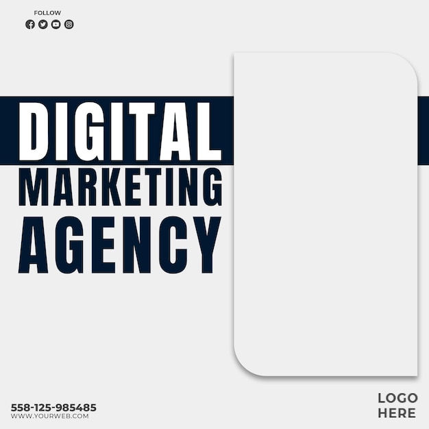 Agência de marketing digital PSD e banner de mídia social corporativa ou modelo de postagem do instagram
