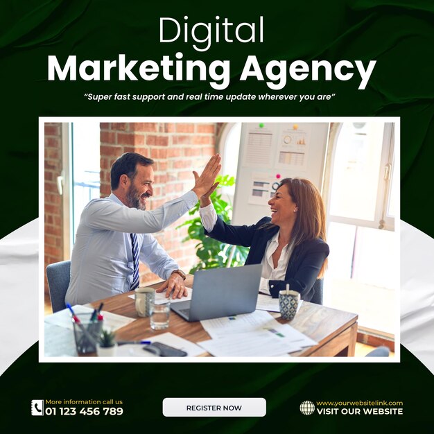 PSD agência de marketing digital psd e banner de mídia social corporativa ou modelo de postagem no instagram